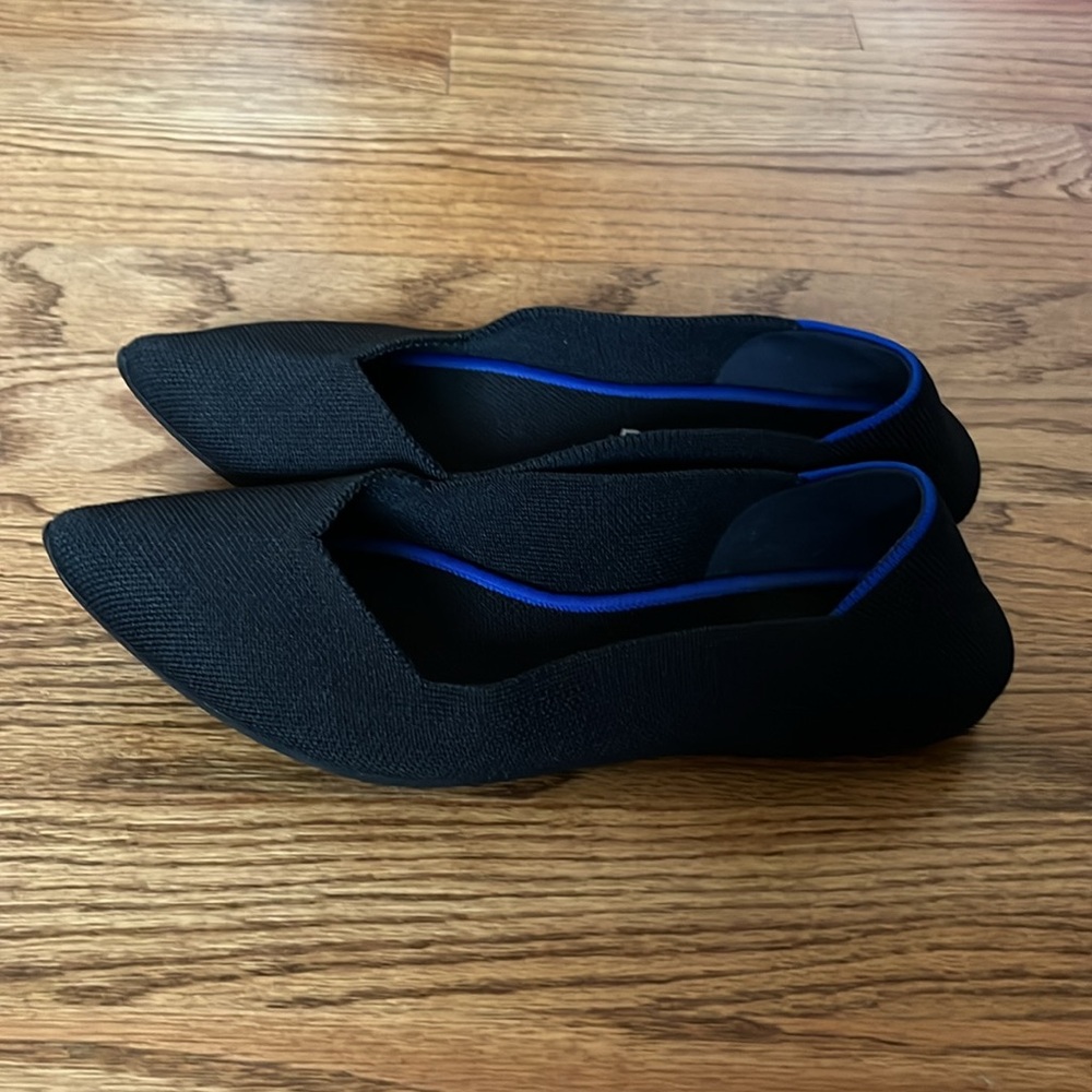 WOMENS ROTHY’S THE POINT CLASSIC BALLET FLAT BLACK 6.5 - 7* READ